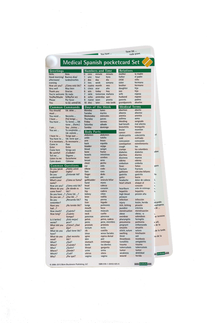 Medical Spanish Pocketcard Set Börm Bruckmeier Publishing LLC